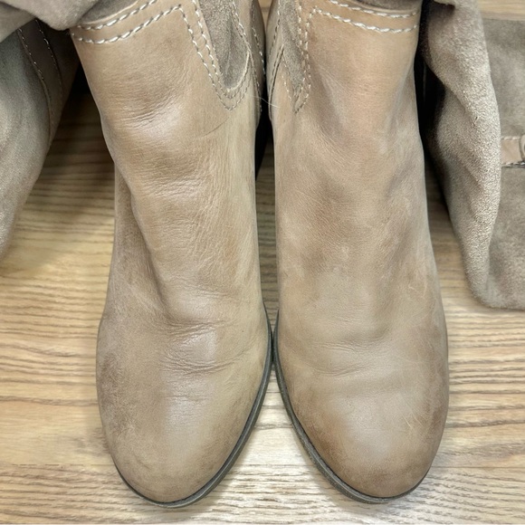 BCBGeneration Taupe Tall Riding Suede and Leather Heeled Boots - Picture 3 of 7